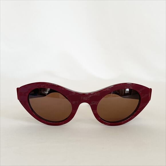 BALENCIAGA  Logo Embossed Round Cat Eye Frame Sunglasses NWOT - Picture 4 of 10